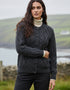 Inagh Ladies Aran Cardigan | Charcoal Worsted Wool