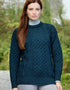 Inis Mor Aran Sweater | Navy Green Mix