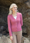 IrelandsEye Horseshoe Aran Cardigan | Bubblegum