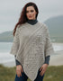 Irish Aran Poncho | Oatmeal Merino Wool | Cable Knit