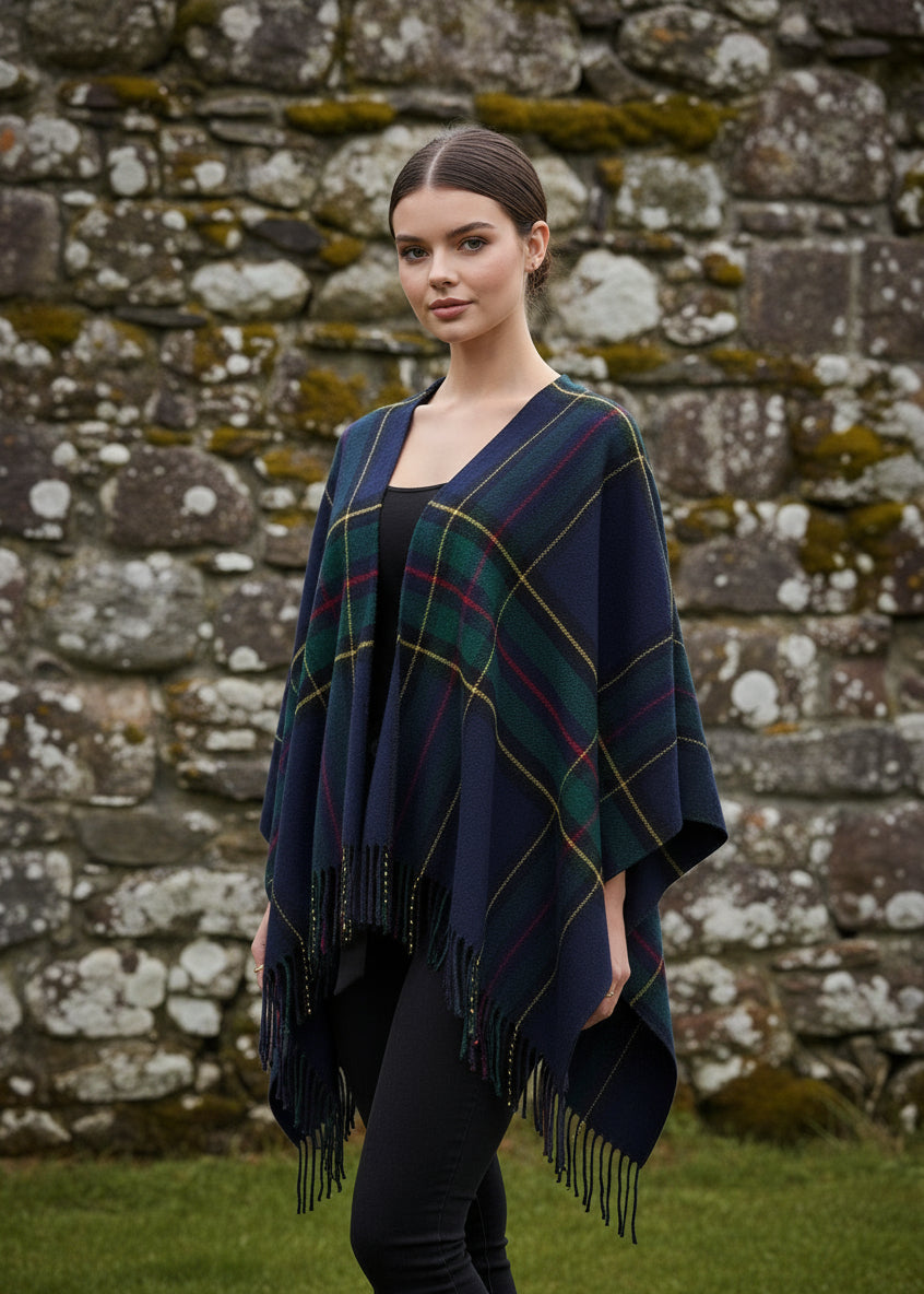 Jimmy Hourihan Fringed Shaw | Green Plaid Design