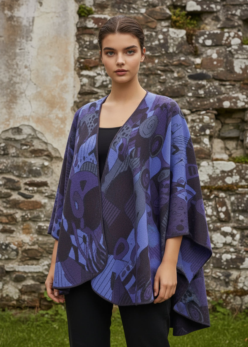 Jimmy Hourihan Shawl With 'Picasso' Inspired Motif Purple