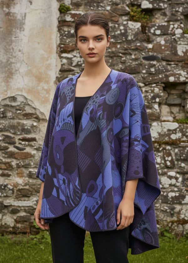 Jimmy Hourihan Shawl With 'Picasso' Inspired Motif Purple