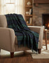 John Hanly Cashmere Merino Throw - Navy Green