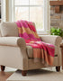 John Hanly Cashmere Merino Throw - Red Pink Biscuit Stripe