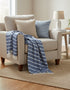 John Hanly Denim White Horizontal Stripe Throw