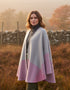 John Hanly Lambswool Cape | Pink Grey Block - Irish Heritage Knitwear
