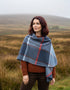 John Hanly Lambswool Cape Shawl | Blue Navy Rust Red Check | Irish Wool