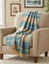 John Hanly Large Lambswool Throw Blue Orange Plaid