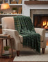 John Hanly Large Lambswool Throw | Green Windowpane