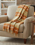 John Hanly Large Lambswool Throw | Orange Rust Plaid