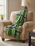 John Hanly Merino Lambswool Blanket | Green Grey Check