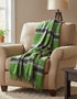 John Hanly Merino Lambswool Blanket | Green Grey Check