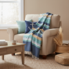 John Hanly Merino Lambswool Blue Stripe Throw