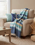 John Hanly Merino Lambswool Blue Stripe Throw