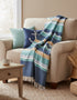 John Hanly Merino Lambswool Blue Stripe Throw