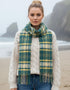 John Hanly Yellow Green Mix Check Scarf