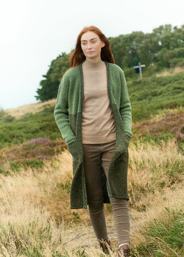 Donegal Wool Three Tone Coat | Sage Mix