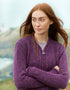 Gilet zippé Trinity en laine Donegal | Violet | 100 % laine irlandaise
