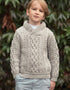 Kid's Shawl Neck Aran Sweater | Oatmeal - Clearance