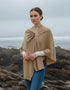 Beige Lambswool Draped Shawl | Asymmetrical Irish Knitwear