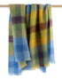 Mohair Throw Blue Yellow Lime Brown Blocks