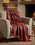 John Hanly Mohair Blanket | Premium Irish Wool Throw | Orange Blue Yellow