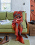 Couverture en mohair John Hanly | Jeté de laine irlandaise de qualité supérieure | Orange Bleu Jaune