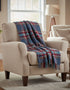 Large Irish Picnic Blanket | Denim Blue Rust Red Plaid