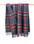 Large Irish Picnic Blanket | Denim Blue Rust Red Plaid