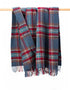 Large Irish Picnic Blanket | Denim Blue Rust Red Plaid