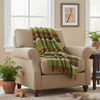 Large Irish Picnic Blanket | Green Orange Charcoal