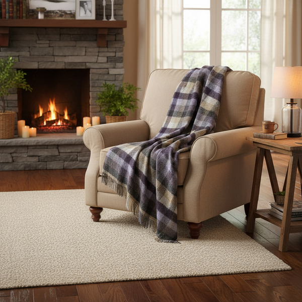 John Hanly Large Purple Mix Charcoal Berry Blanket