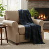 John Hanly Large Navy Green Mix Blanket