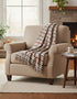 Large Irish Picnic Blanket Beige Rust Red Small Block