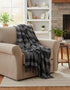 Large Irish Picnic Blanket Grey Graphite Plaid