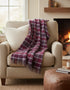 Large Irish Picnic Blanket Berry Red Grey Windowpane