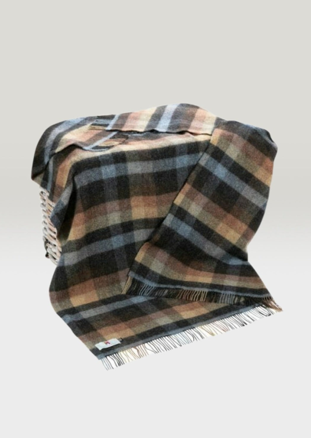 John Hanly Large Brown Charcoal Plaid Blanket