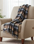 John Hanly Large Brown Charcoal Plaid Blanket