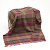 Large Irish Picnic Blanket Raspberry Purple Green and Orange Tartan