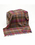 Large Irish Wool Blanket - Raspberry Purple Green Orange Tartan by John Hanly