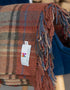 Large Irish Picnic Blanket Brown Orange and Blue Plaid