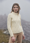 Ladies Aran Cable Knit Sweater | Natural