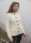Ladies Button Aran Cardigan | Natural