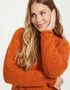 Ladies Donegal Roll Neck Sweater - Orange | 100% Wool Knitwear