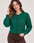 Ladies Merino Cropped Classic Aran Cardigan | Green