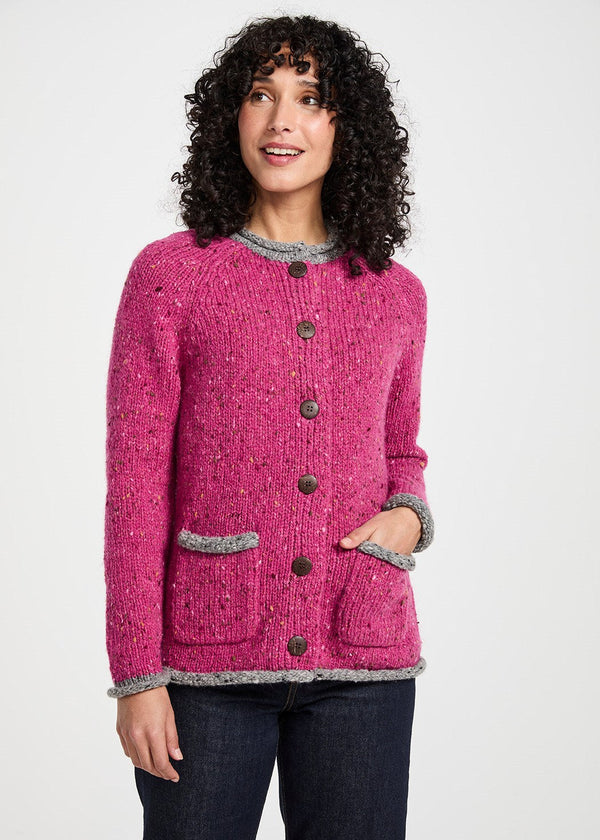 Ladies' Raglan Cardigan | Pink Grey