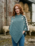 Ladies Sheep Scene V Neck Poncho | Summer Storm | 100% Pure Wool