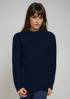 Ladies Slim-Fit Aran Sweater | Navy