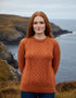 Ladies Slim-Fit Aran Sweater in Terracotta | 100% Merino Wool